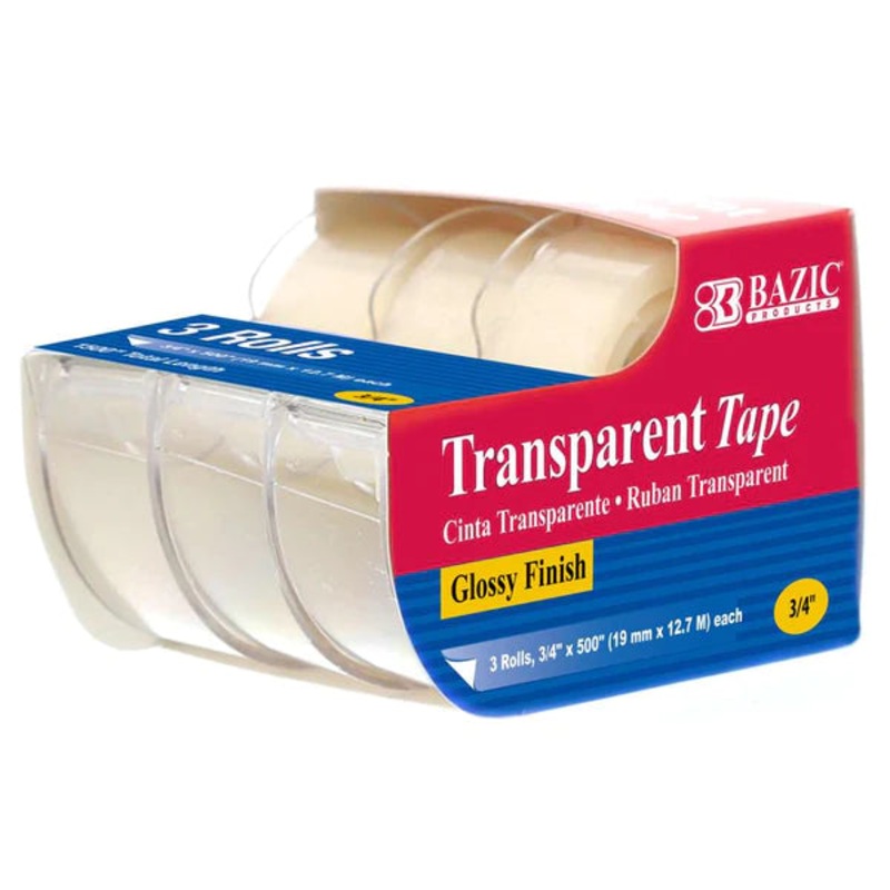 BAZIC Transparent Tape 3/4″ X 500″ (3/Pack)
