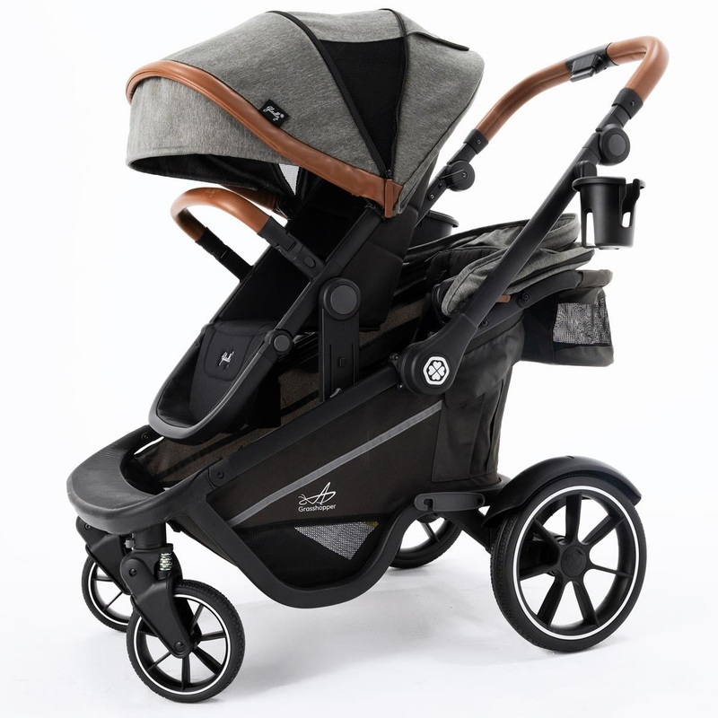 Gladly Family Grasshopper 8-in-1 Single-to-Double Stroller – Cobblestone