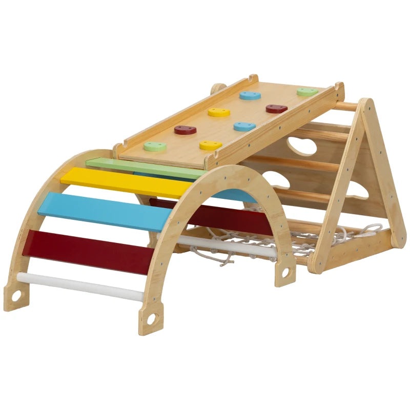 Qaba 7 in 1 Pikler Triangle Set with Ramp & Arch Ladder for 18-48 Months, Multicolored