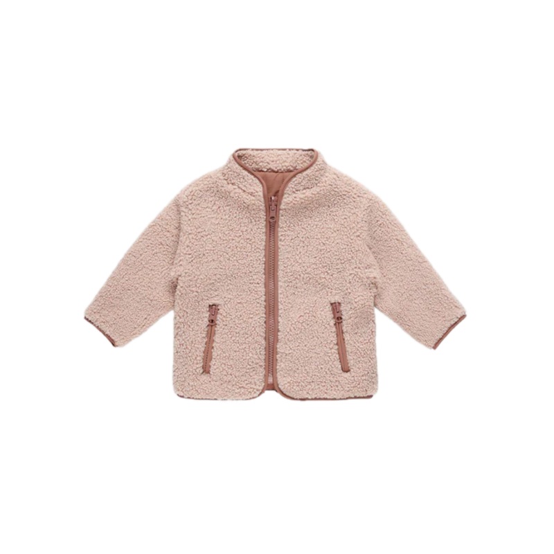 Quincy Mae Shearling Zip Jacket – Blush