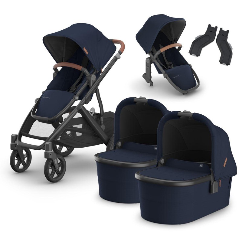 UPPAbaby VISTA V3 Twin Double Stroller with V2+ Rumbleseat + Bassinet Bundle – Noa