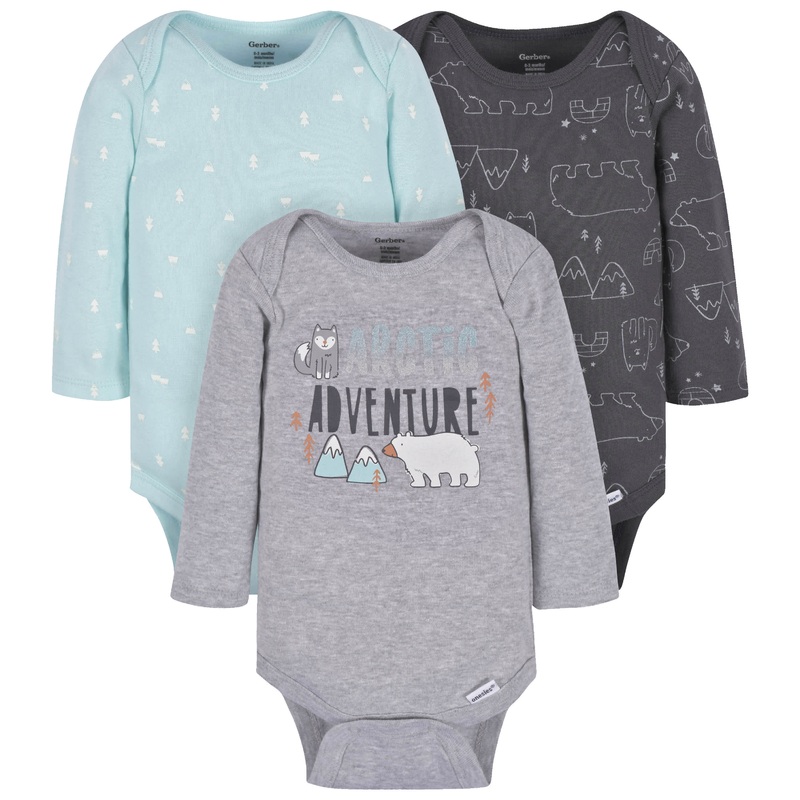 3-Pack Baby Boys Polar Pals Long Sleeve Onesies Bodysuits
