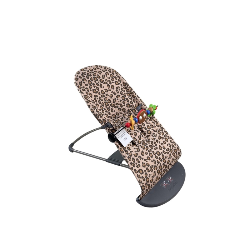 BabyBjorn Bouncer Bliss Bundle With Toy Bar, Googly Eyes, Dark Gray Frame, Beige/Leopard