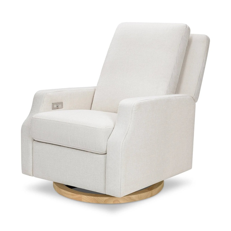 Crewe Electronic Swivel Glider Recliner in Fog Chatham Stripe