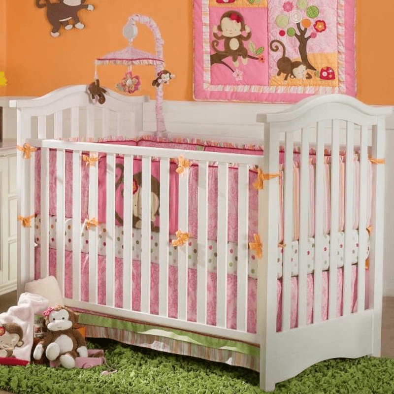 KidsLine Miss Monkey 4-Piece Crib Set W/ Bumper