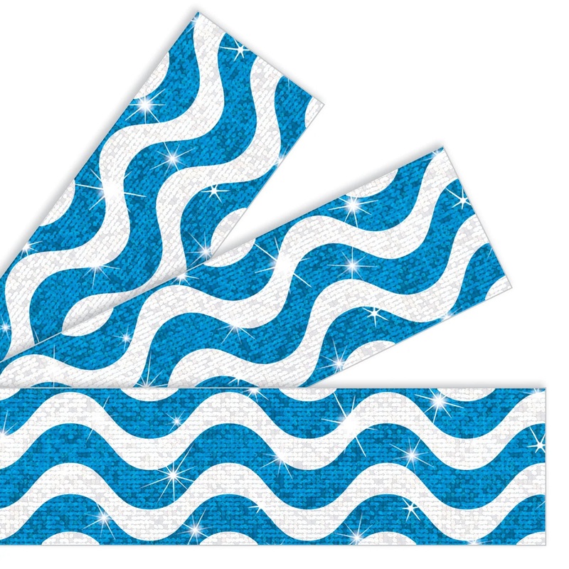 Wavy Blue Bolder Borders  Sparkle Plus