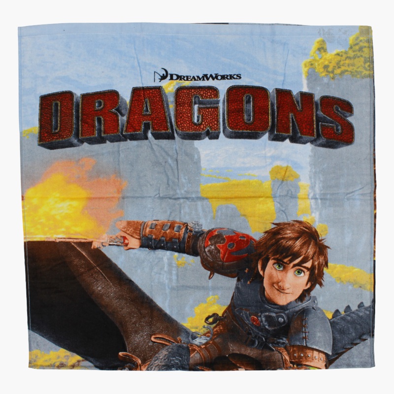Boys Beach Towel  Grey with HTTYD Dragons Print (70140 cm)