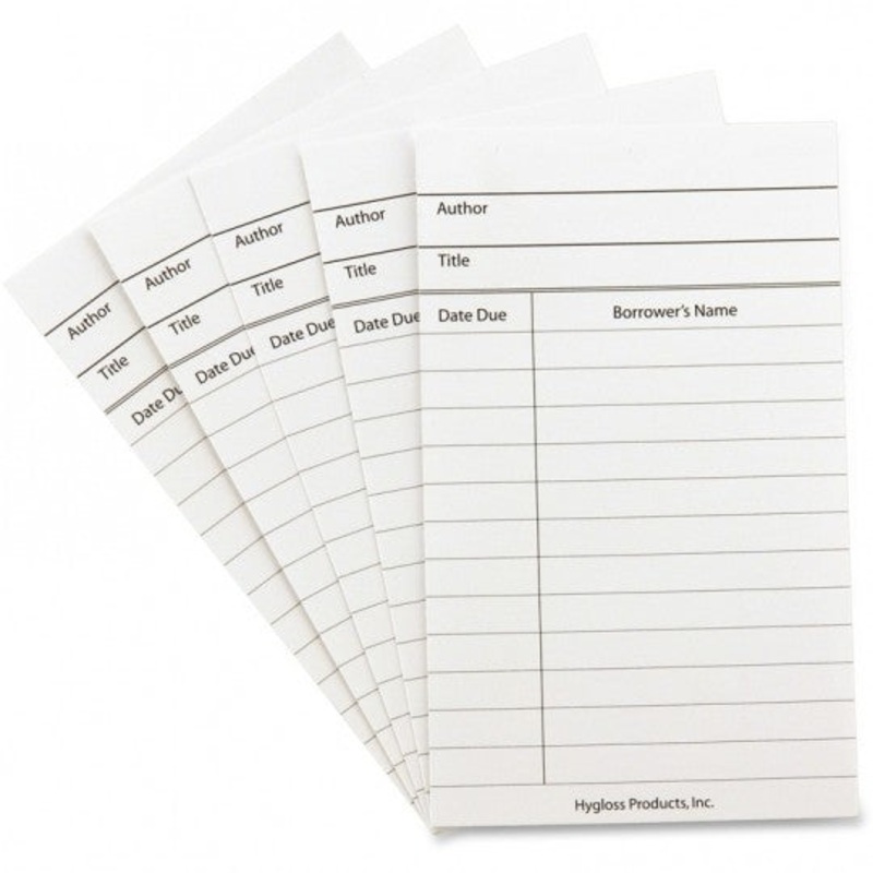 Bright Library Cards, White, 50 count