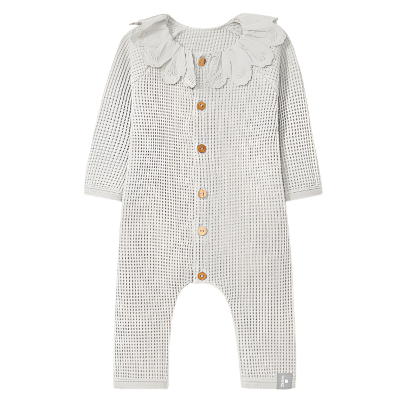 Snug (Portugal) – Organic Waffle Ruffle Romper – Ivory