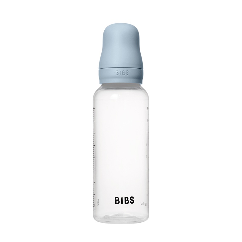 BIBS Round Silicone Baby Bottle 1-Pack 270 ml Medium Flow – Baby Blue
