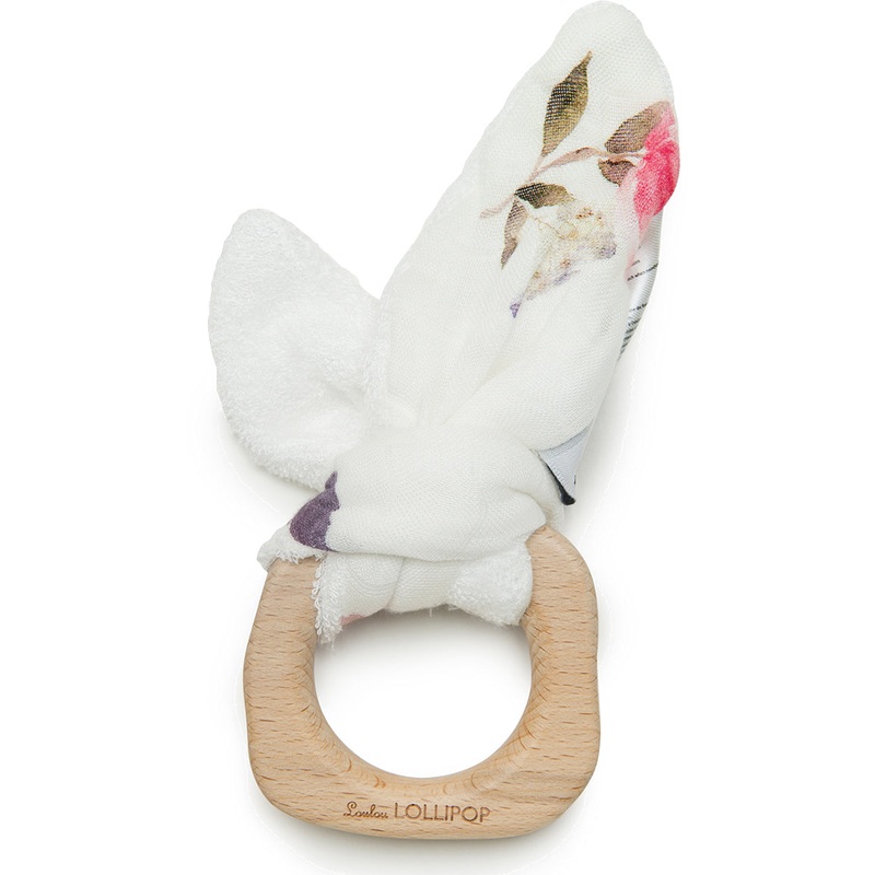 Loulou Lollipop Bunny Ear Teether – Pink Peony
