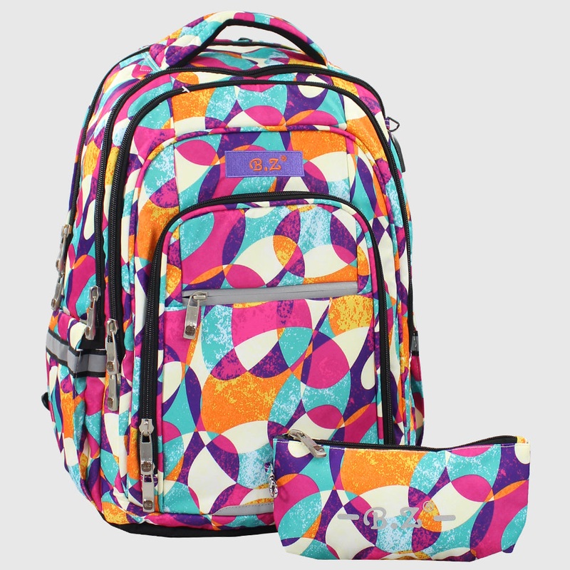 Multicolored 20 Inches Backpack + Pencil Case