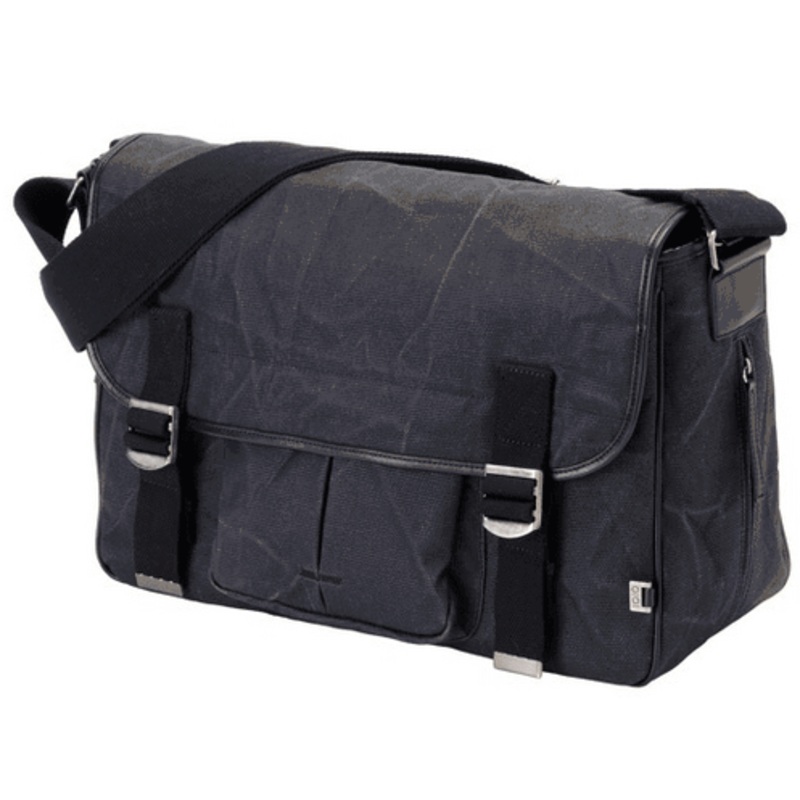 OiOi Black Waxed Canvas Diaper Bag