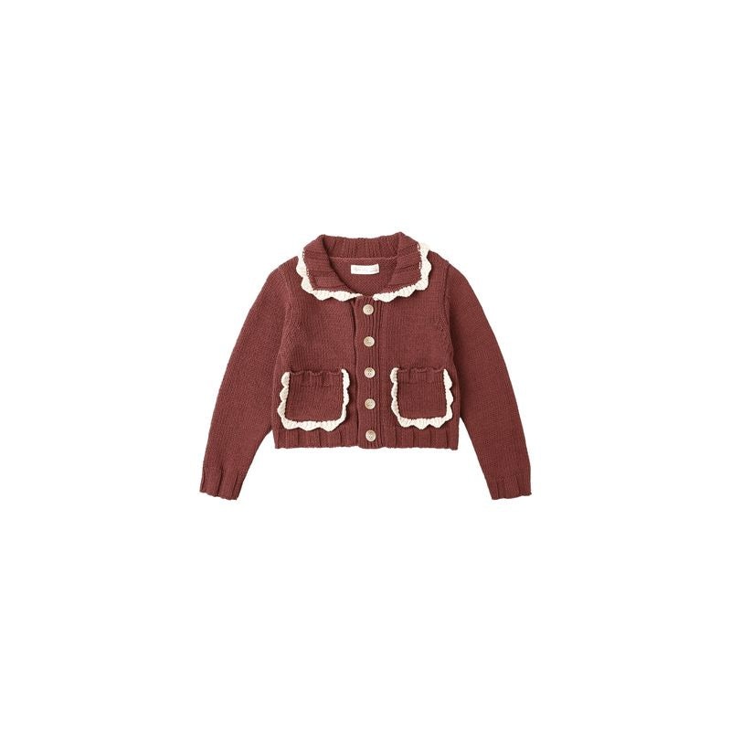 Rylee + Cru Collared Cardigan || Burgundy