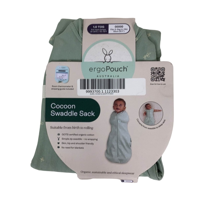 ErgoPouch Cocoon Swaddle Bag 2.5, Sage, 0-3m