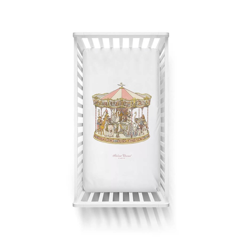 Satin Fitted Sheet Carousel Pink