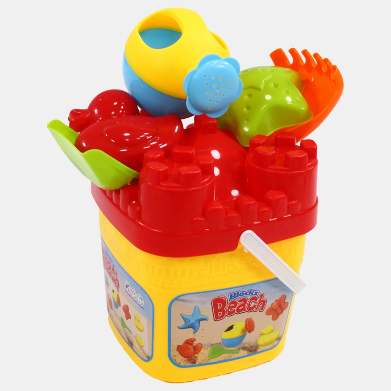 Beach Bucket with Toys  Yellow & Red