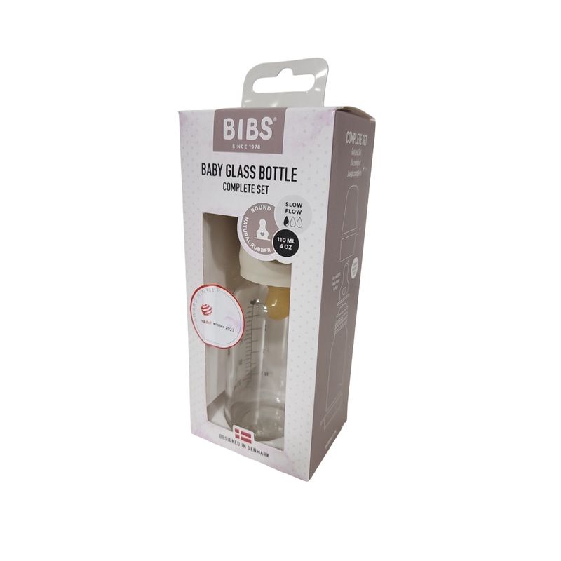 BIBS Baby Glass Bottle Complete Set, 4oz, ivory
