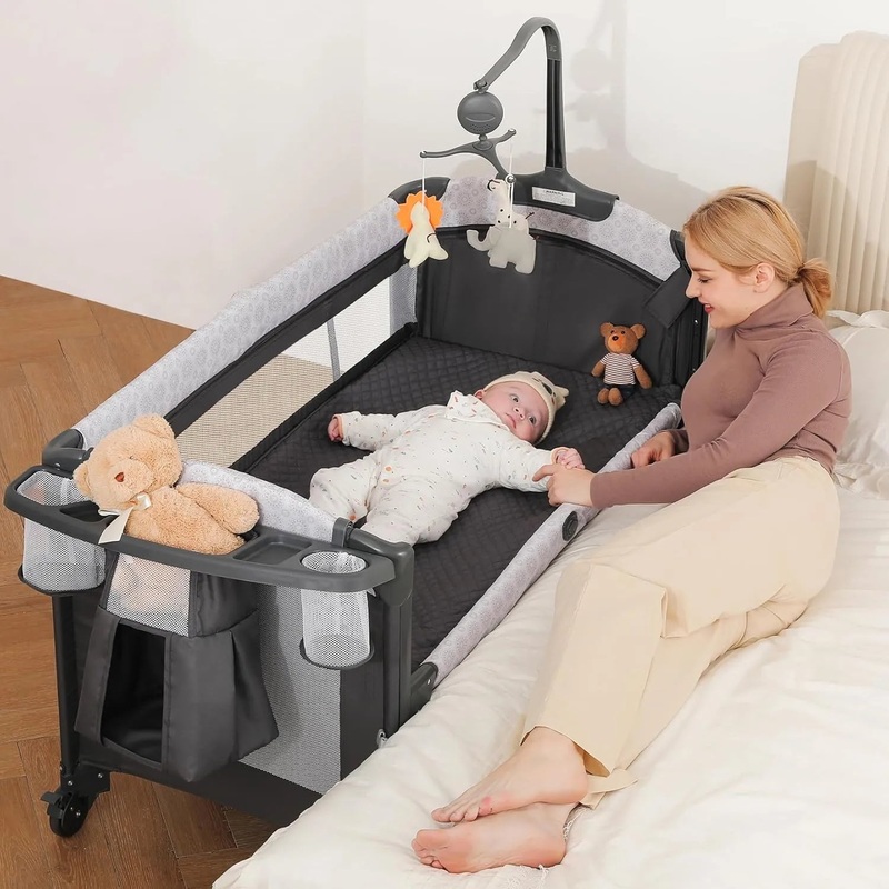 ELEMARA 4 in 1 Wide Baby Bassinet Bedside with Diaper Change (See Description)