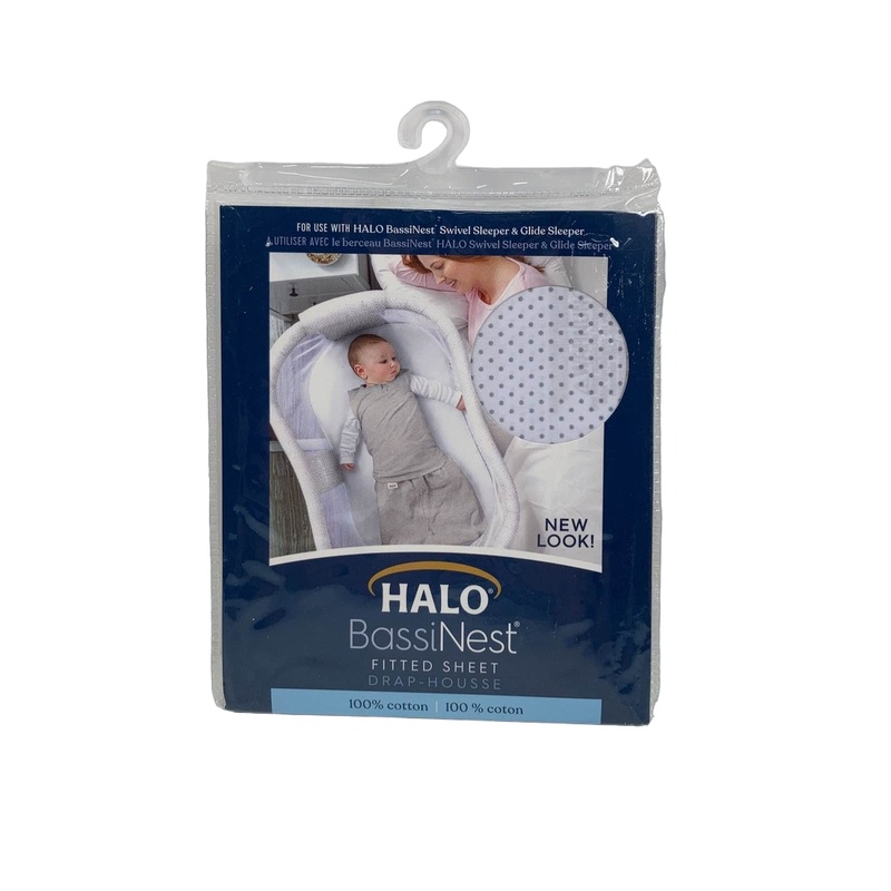 Halo BassiNest Sleeper Fitted Sheet, Grey Pin Dot