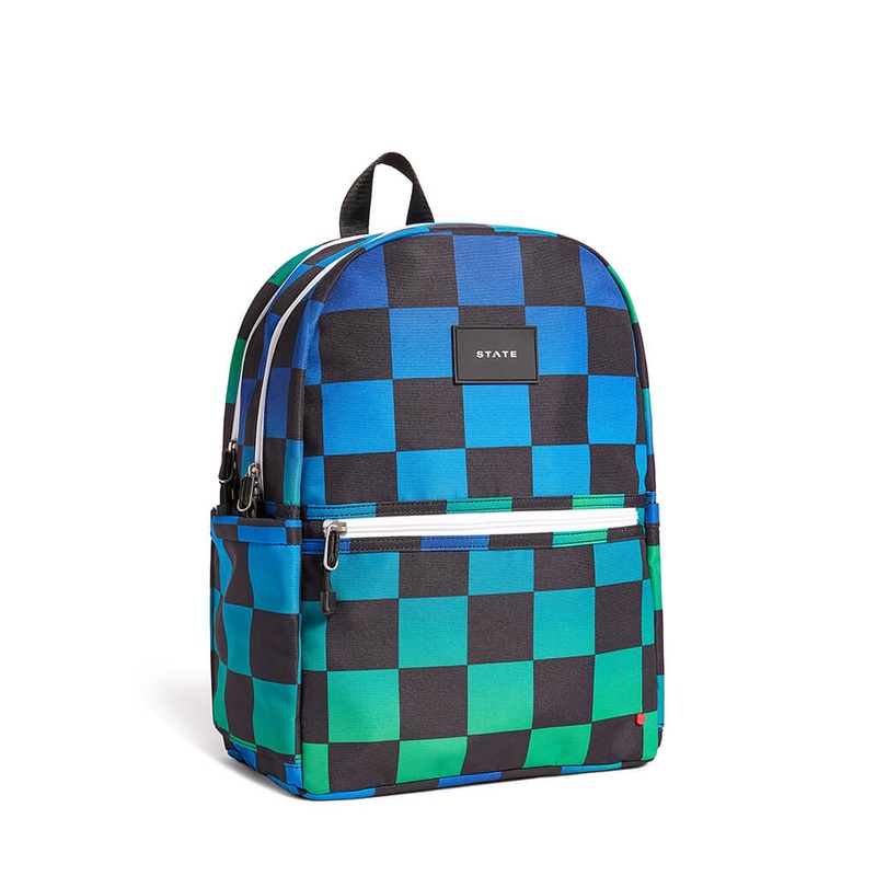 Kane Kids Double Pocket Backpack Blue Checkerboard