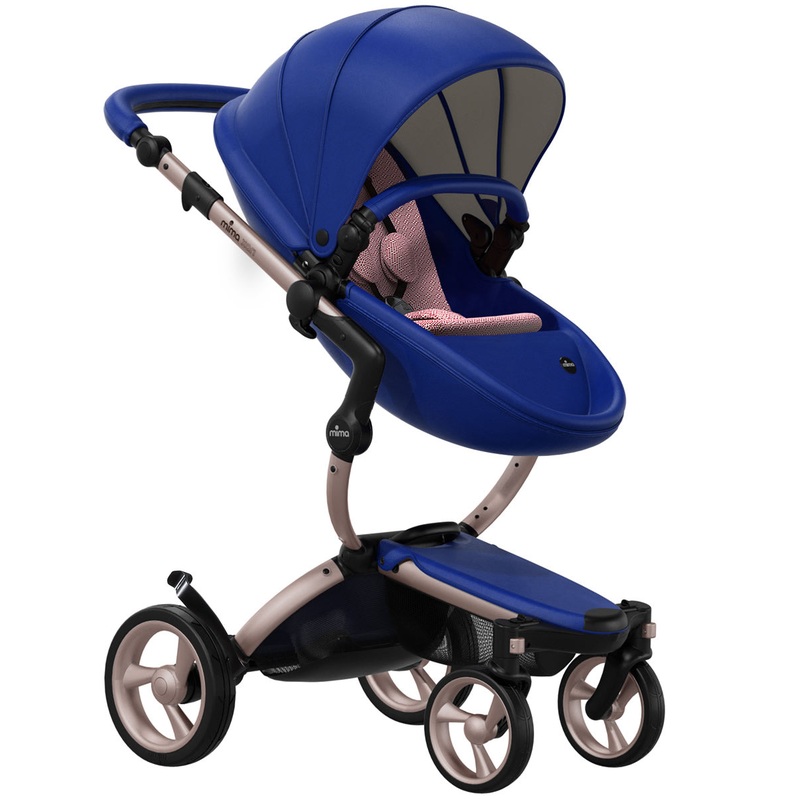 Mima 2019 Xari Complete Stroller, Rose Gold – Royal Blue / Pixel Pink
