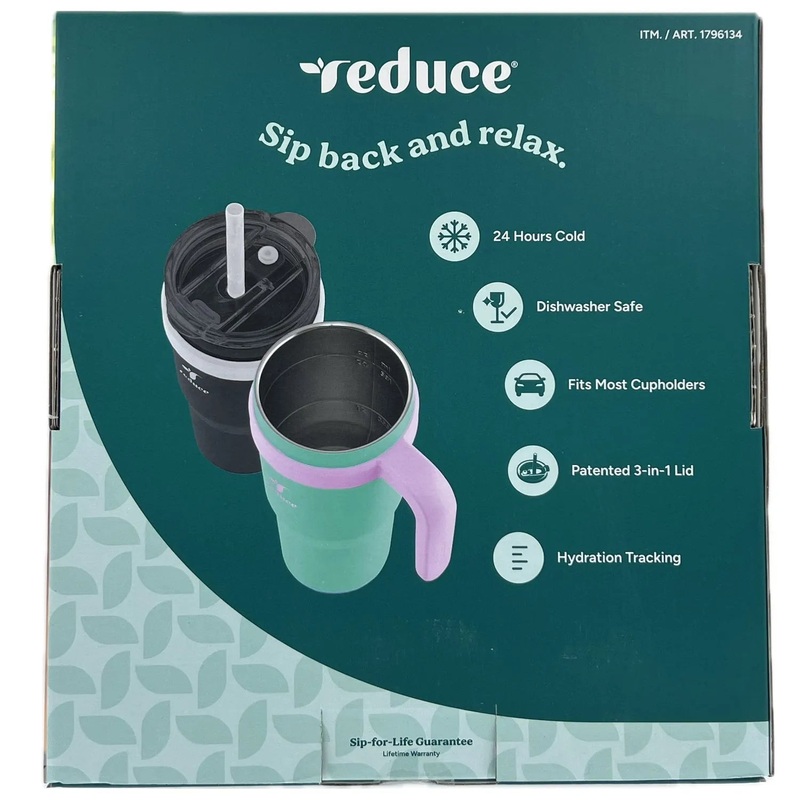 Reduce Cold1 24 Fluid Ounce Mug, 2 Pack (White/Black)