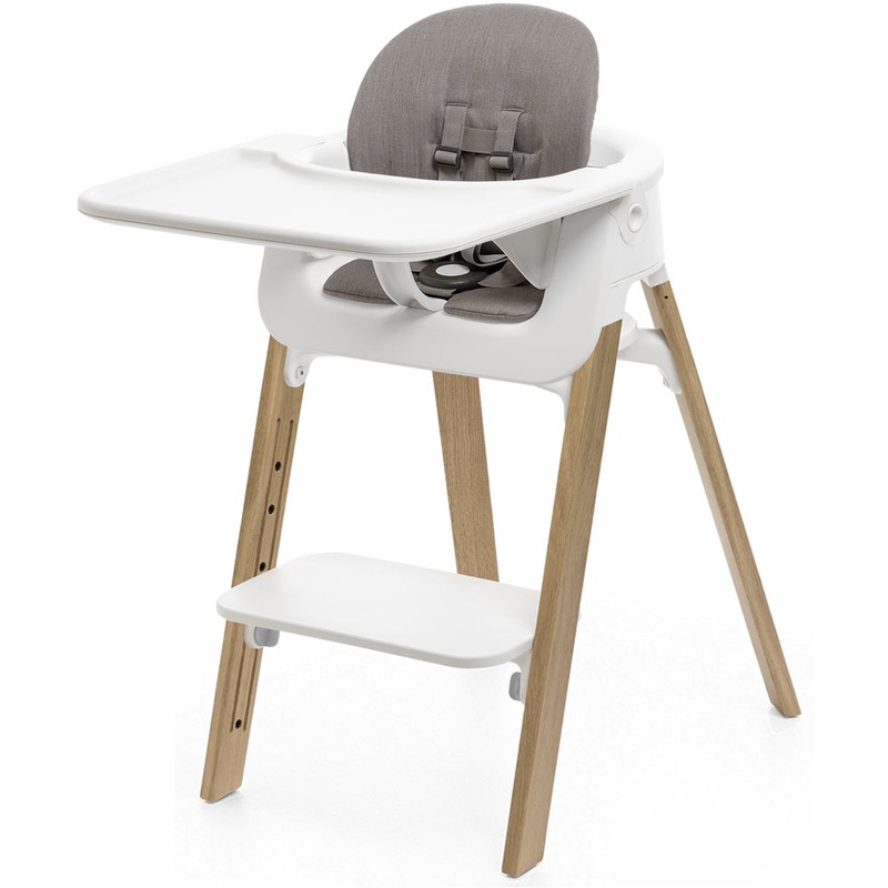 Stokke Steps Complete High Chair with Cushion – White/Oak Natural/Greige