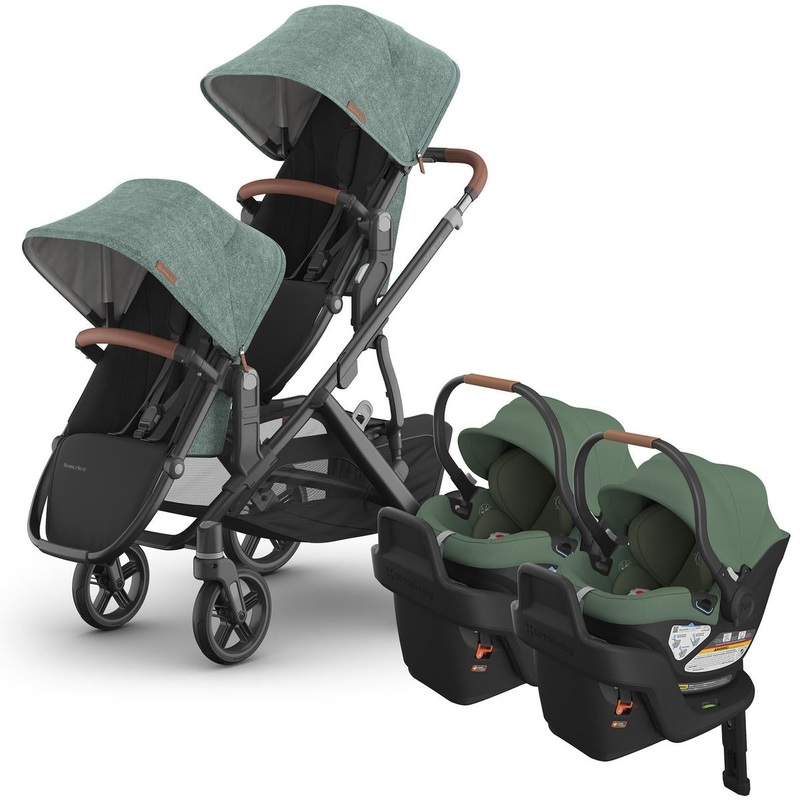UPPAbaby Vista V3 Twin Stroller with RumbleSeat V3 + Aria Travel System Bundle – Gwen / Gwen