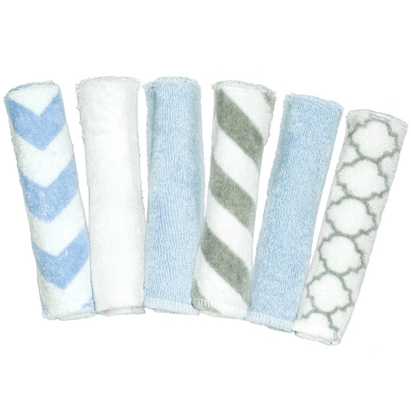 Kushies Single Ply Washcloths, 6-Pack – Boy (Prints)