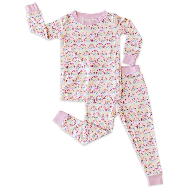 Little Sleepies Two-Piece Bamboo Viscose Pajama Set – Pastel Rainbows, 4T