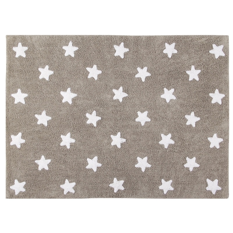 Lorena Canals Stars Rug – Linen/White (4′ x 5′ 3″)