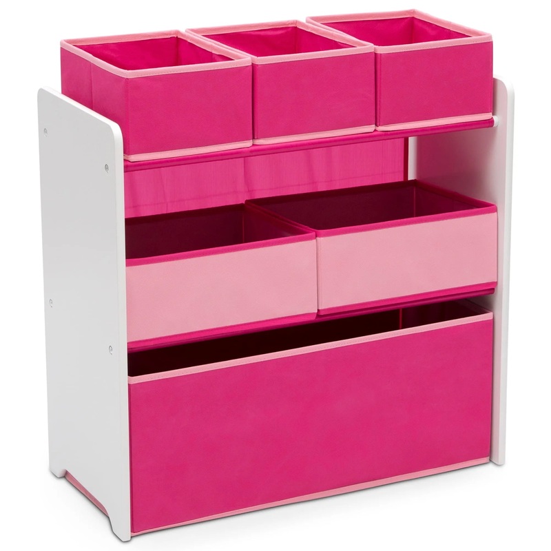 6-Bin Toy Organizer in White/Pink  Fun & Functional Storage Solution