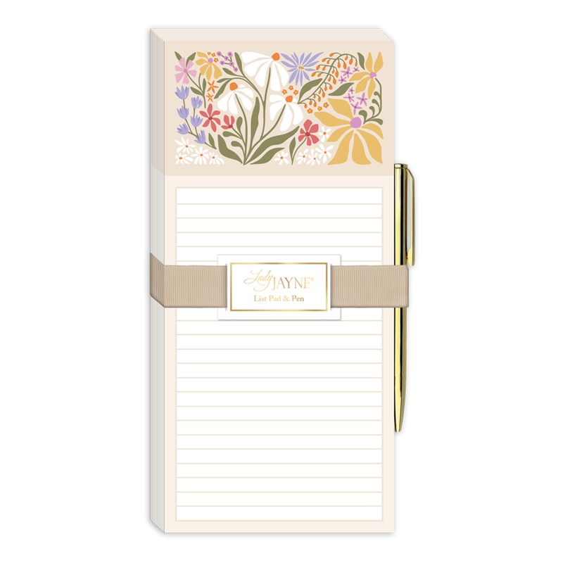 FLOWER MARKET WILDFLOWERS MAGNETIC LIST PAD WITH PEN
