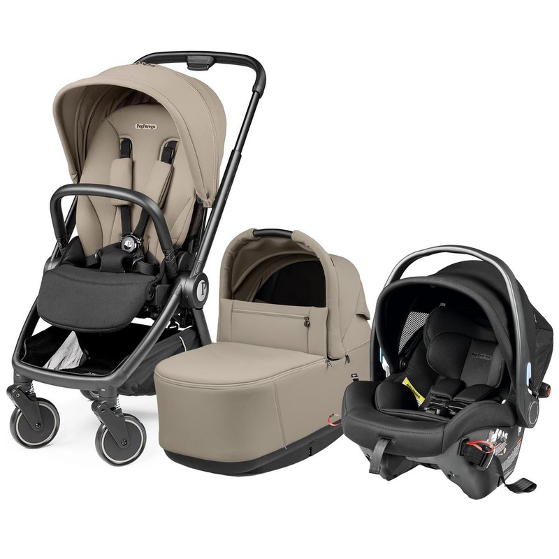 Peg Perego City Loop Stroller + Bassinet +  Primo Viaggio Urban Mobility Travel System Bundle – Black / Vanilla Blend / True Black