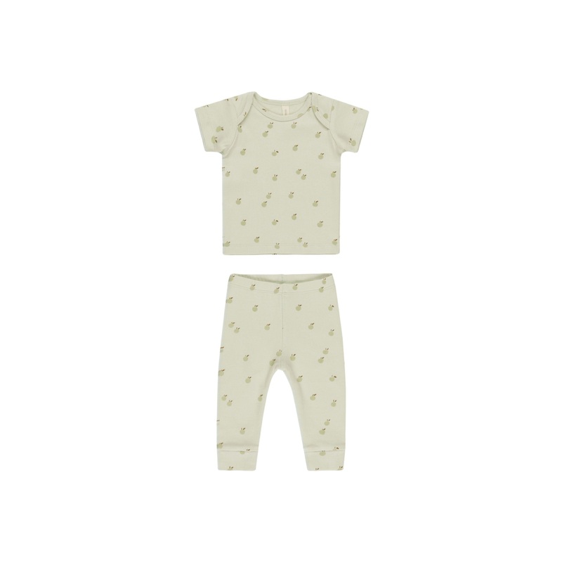 Quincy Mae Ribbed Short Sleeve Tee + Legging Set – Apples