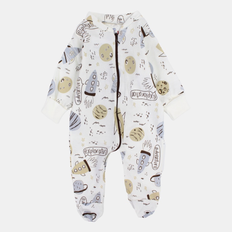 Space Baby Boys’ Cotton Long-Sleeved Baby Footie