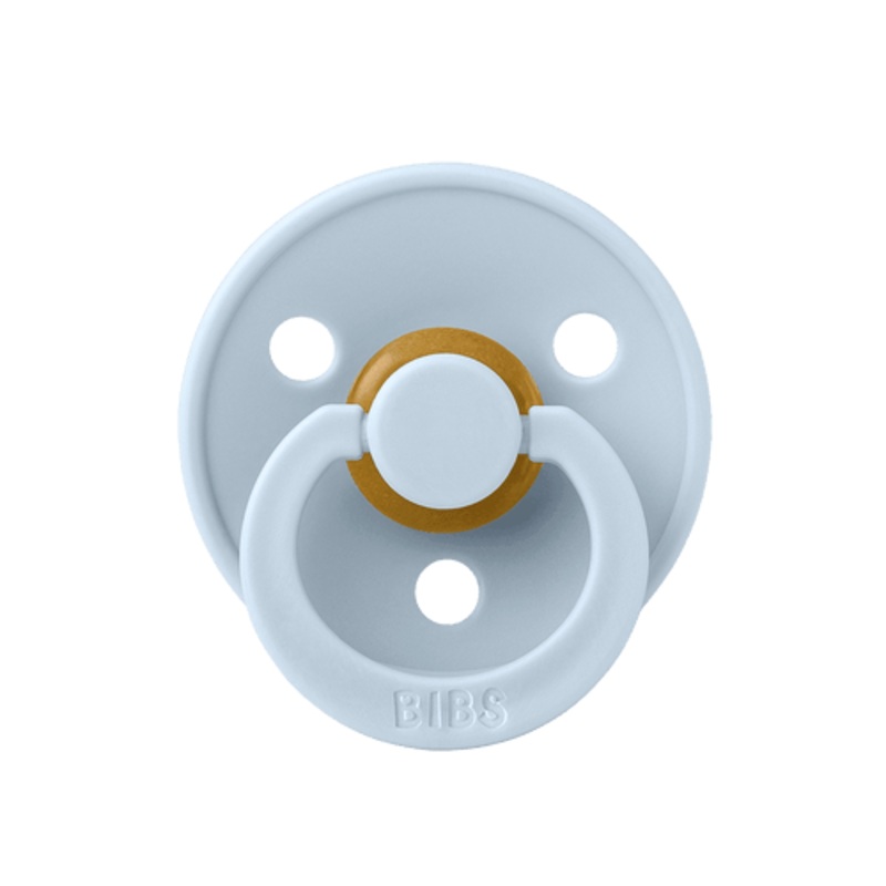 BIBS Color Pacifier 1-Pack Round Latex – Size 2  Baby Blue