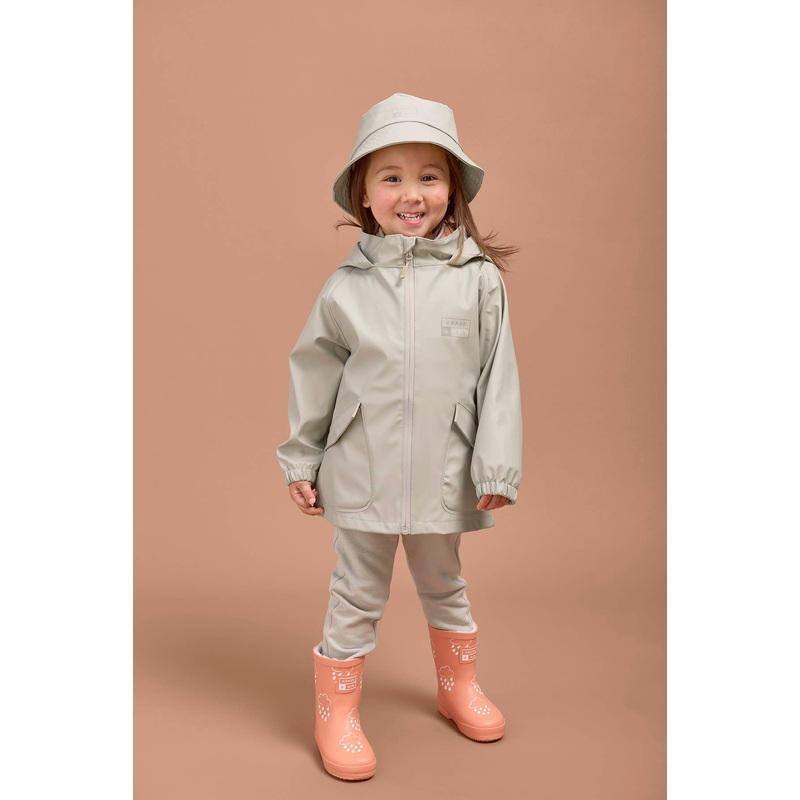 Grass & Air – Geothermal Grey Kids Waterproof Rain Jacket