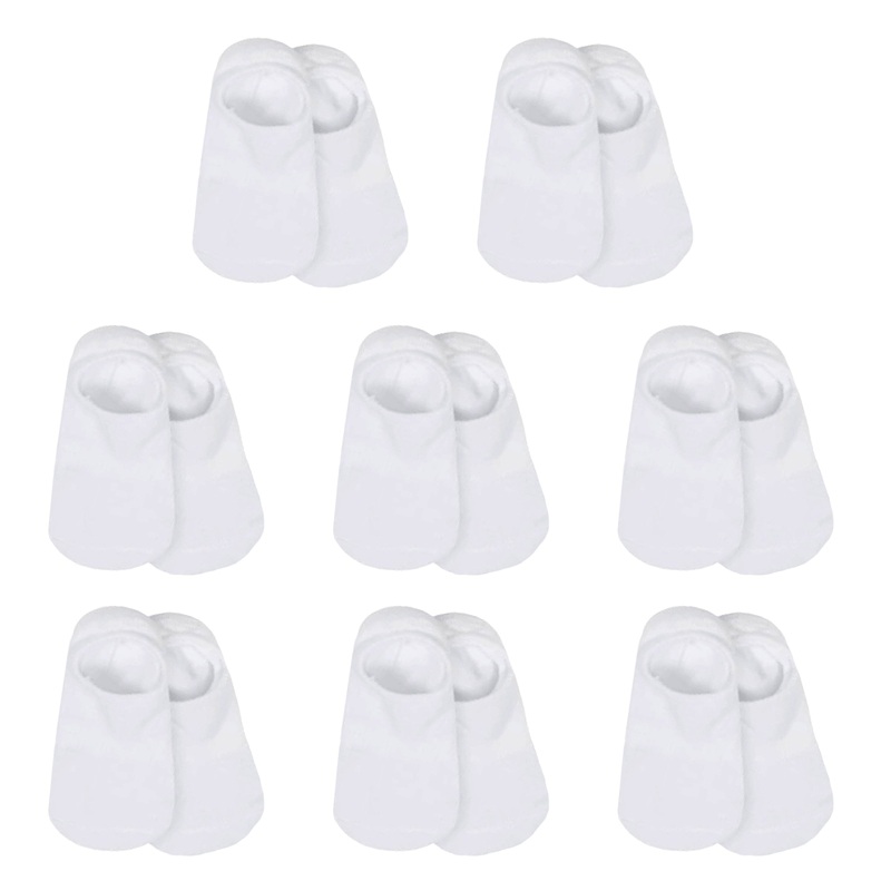8-Pack Baby & Toddler White Wiggle Proof No Show Socks