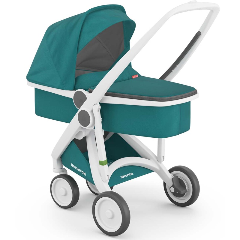 Greentom Carrycot Stroller – White/Teal