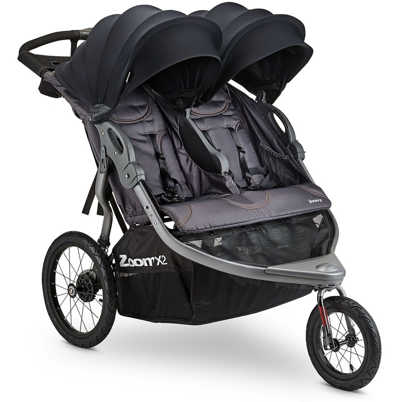 Joovy Zoom X2 Lightweight Jogging Side by Side Double Stroller – Forged Iron