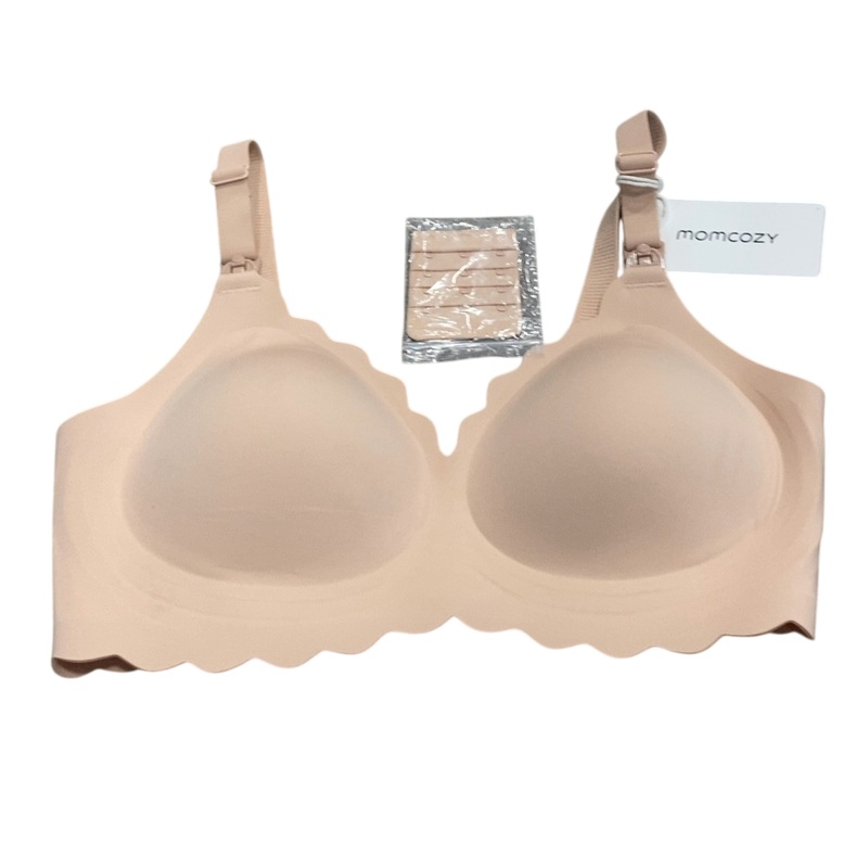 Momcozy Jelly Strip Seamless Floral Push up Nursing Bra, Oyster Pink, Small