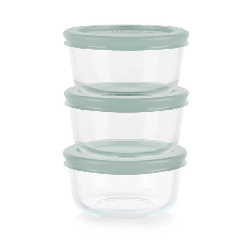 6pc 1c Round Glass Food Storage Container Set Tranquil Green