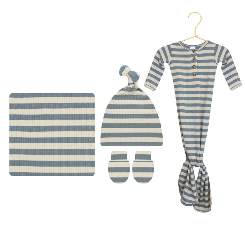 Pre-Order: Lincoln Ribbed Newborn Hat Bundle (Gown)
