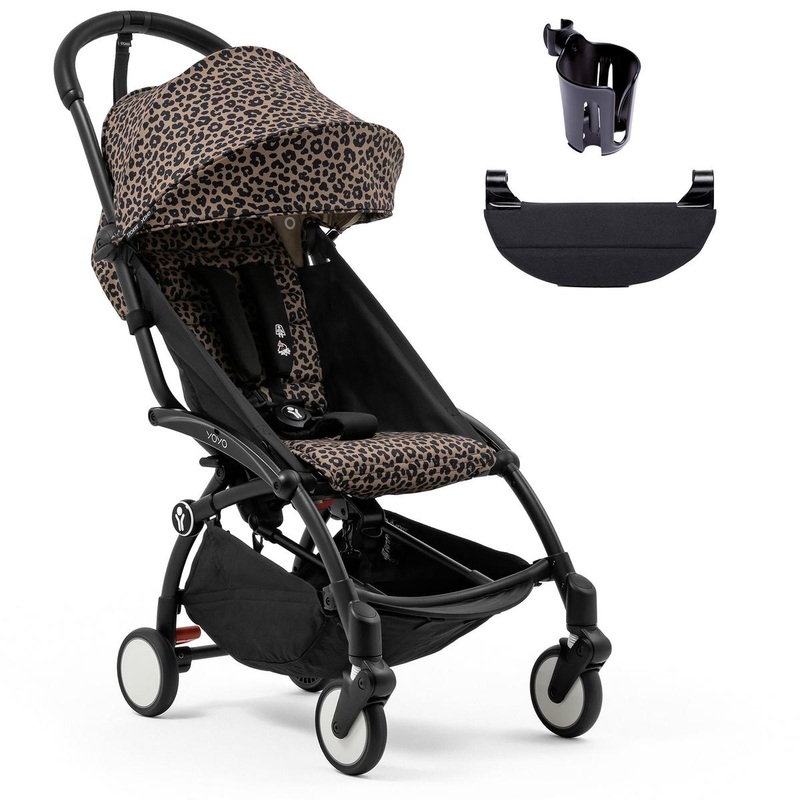 Stokke YOYO3 Ultra Compact 6+ Stroller + Essentials Bundle – Black / Leopard