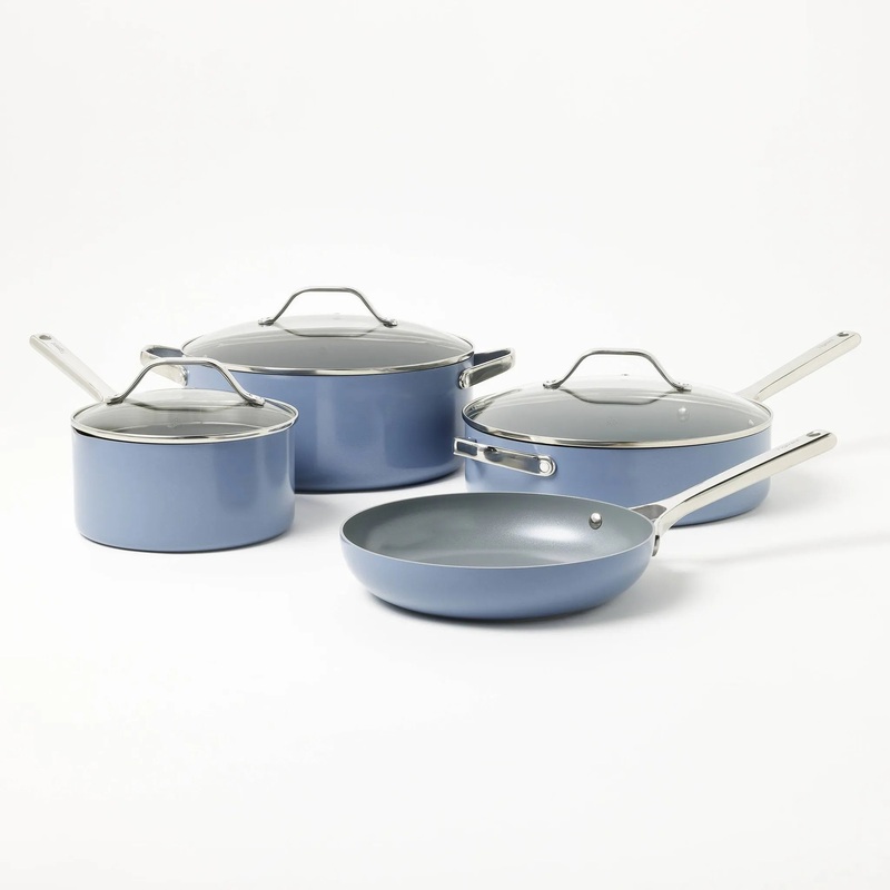 7pc Nonstick Ceramic Coated Aluminum Cookware Set (See Description)