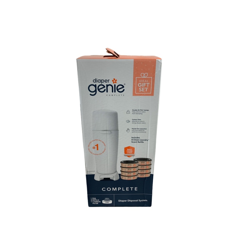 Diaper Genie Complete Diaper Pail Gift Set, White