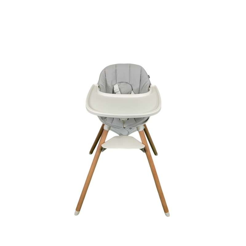 Lalo High Chair with Infant Kit, Coconut, Grey, Natural Wood