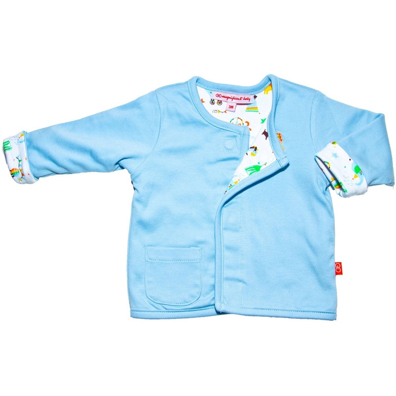 Magnificent Baby Reversible Cardigan – Boy’s Circus / Solid – 9 Months